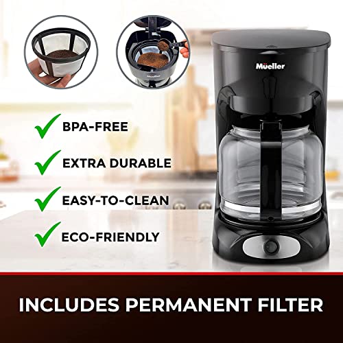 Mueller 12Cup Drip Coffee Maker, Auto Keep Warm Function, Smart Anti