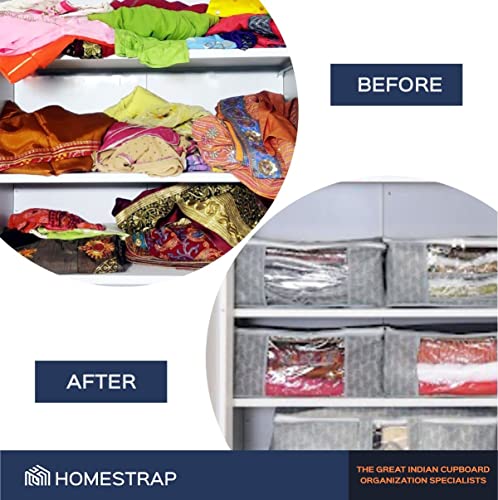 Image of Foldable Storage Bags for Clothes, Sarees, Blankets, and Seasonal Items - Non-Woven Fabric Organizers with Transparent Window - Stackable & Zippered - Set of 6
