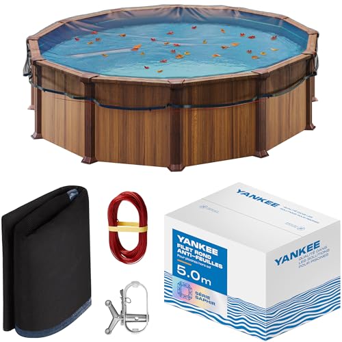 Yankee Filet à Feuilles pour Piscine Ronde - Maille 0,4 cm | Bâche de Protection Piscine Hors Sol | Empêche Feuilles & Débris | Filet Durable...