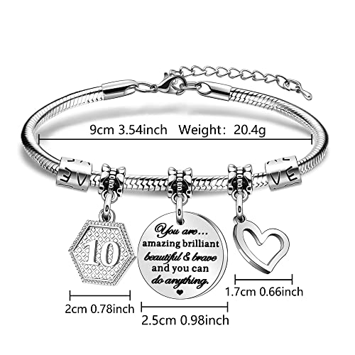 HEYEJET Birthday Gifts for Women Girls Bracelet Birthday Charm Bracelet 10th - 19th 21st Birthday Gifts for Daughter Niece Sister Friend Teen Girls Mun Aunt - Image 3