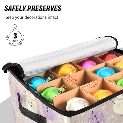 Boîte rangement décoration Noël 64 boules grand volume pliable couleur lavande beige - 5