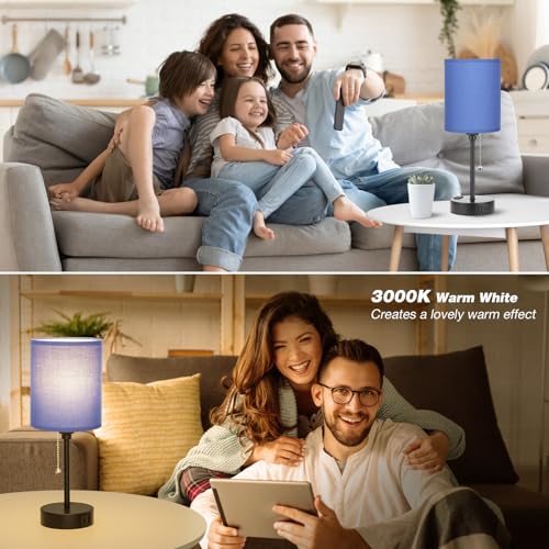Image of Small Bedside Table Lamp for Bedroom - Desk Lamp with USB Ports for Dorm