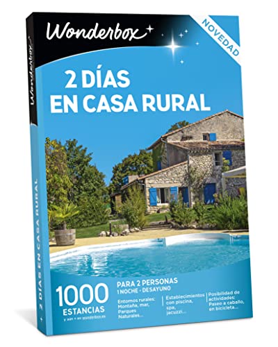 WONDERBOX - Caja Regalo - 2 Días En Casa Rural - 1 Noche e Desayuno para 2 Personas - 1000 estancias en España y en Europa - Ideas Regalo
