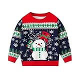 Mädchen Jungen Christmas Sweater Kinder Weihnachtskleidung Schneemann Sweatshirts Baumwolle Warme Weihnachtspullover Lustig Gestrickte Pulli Strickwaren Weihnachten Warme Pullover 3-7 Jahre