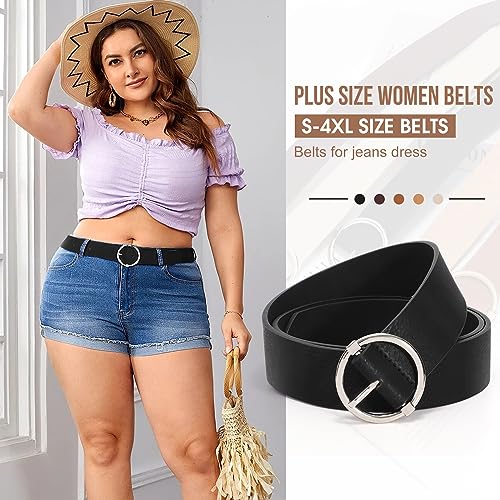 XZQTIVE Women Belts for Jeans Dress Casual Women Leather Belts with O-Ring Buckle 1.42" Width Plus Size Ladies Waist Belts2