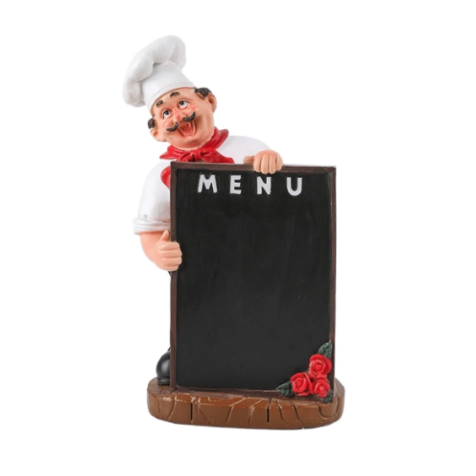 Qectial Statua Chef Portabottiglie Scultura, Chef Con Lavagna Menu E Rose, Stile Europeo