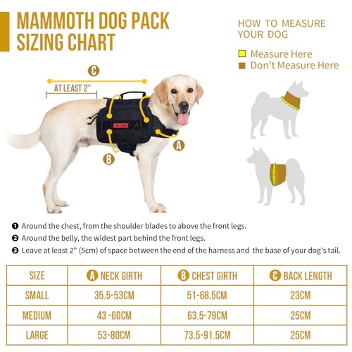 OneTigris Mammoth Hunderucksack 2.0 Version Reißen Camping Wandern Hundebackpack für M/L Größe Hunde (L, Schwarz)