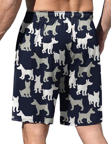 Image of Ekouaer Men's Pajama Shorts Soft Sleepwear Bottoms Elastic Waistband Loungewear Breathable Men Shorts with Pockets