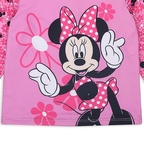 Image of Disney Minnie Mouse Stitch Girls UPF 50+ Long Sleeve Rash Guard and Bikini 2-Piece Swimsuit Set for Toddler to Big Kids