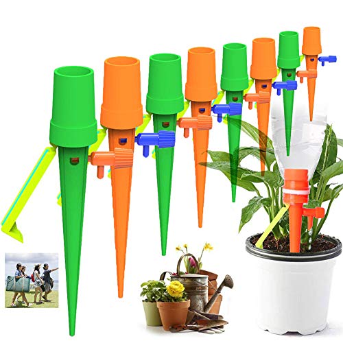 DFYOU Plant Watering Devices Adjustable Automatic Plant Self Waterer Spikes System with Constant Release Control Valve Switch for Vacation Drip Irrigation Home Plants, Flower beds (6 PCS) (New24)