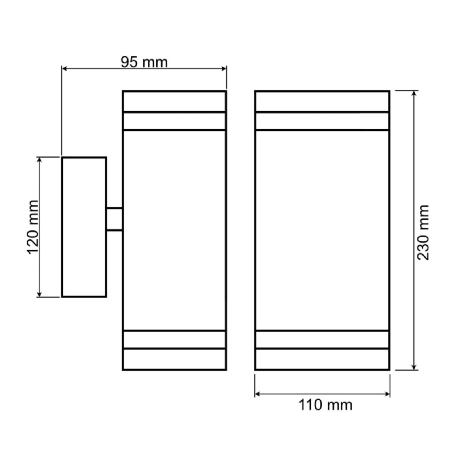 Lumiled lampa ścienna zewnętrzna ściana gniazdo GU10 oświetlenie zewnętrzne kinkiet ogrodowa taras fasada domu IP44 czarny prostokątny aluminiowy góra i
