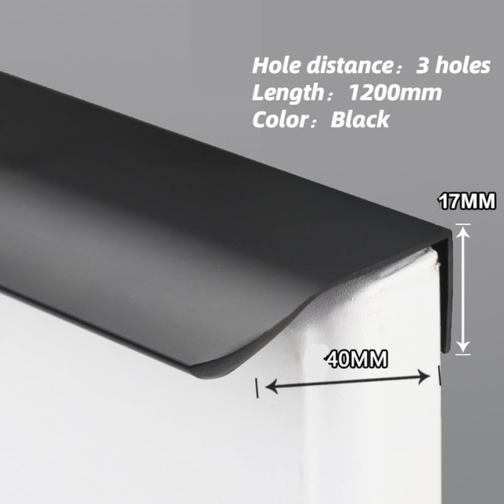 Tiradores ocultos dorados y negros, tiradores largos para armarios de cocina, tiradores para cajones, tiradores para muebles de aleación de aluminio, tiradores para armarios, negro, 1200mm