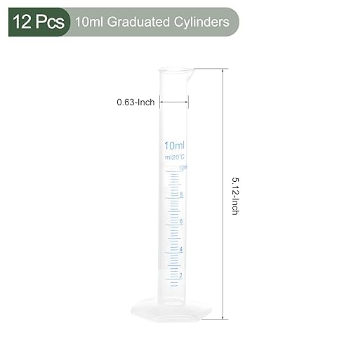 Miniatura 10 de YOKIVE 12 cilindros graduados medidores de plástico, con básculas métricas de 2 caras, para medición química, ideal para laboratorio, uso diario