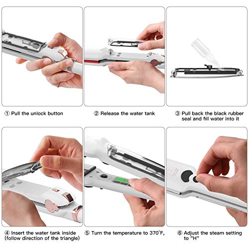 Plancha de pelo con vapor y cerámica turmalina 2 pulgadas miniatura 3