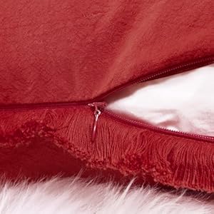 Zwjd christmas pillow covers 24×24 set of 2 christmas throw pillow covers with fringe chic cotton christmas decorative pillows square cushion covers for sofa couch bed living room farmhouse boho decor  urban country home decor