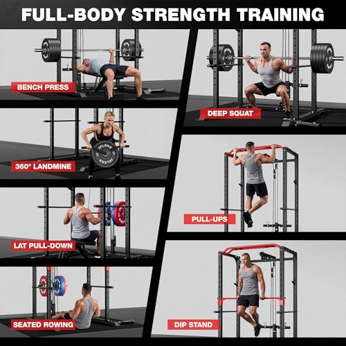 JELENS S11 Power Cage, 2000LB Multi-Function Power Rack with LAT Pulldown, Squat Rack with Adjustable Pulley System and Training Attachments, Weight Rack for Home Gym - Image 3