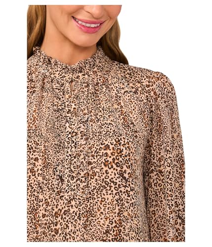 CeCe Women's Long Sleeve Leopard Ruffled Top3