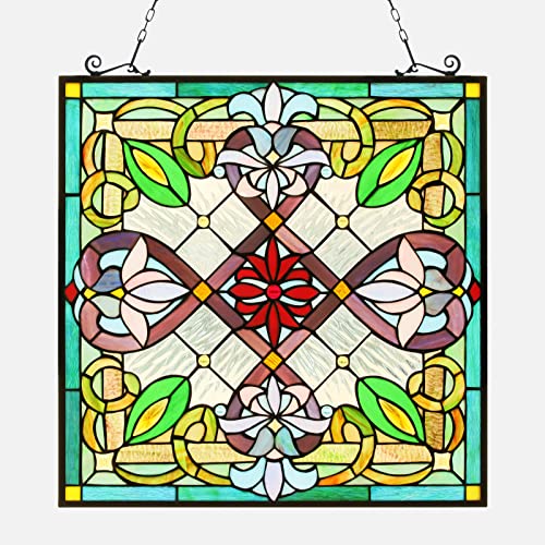 Kleeglee Stained Glass Window Hangings, Handmade Suncatcher Stained Glass Window Panels for Window Decor (Emerald Green)