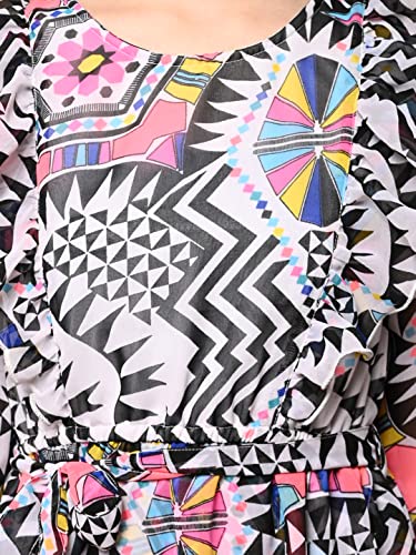 Image of LILPICKS Girls Aztec Printed Full Sleeve Fit n Flare Dress (Multi)
