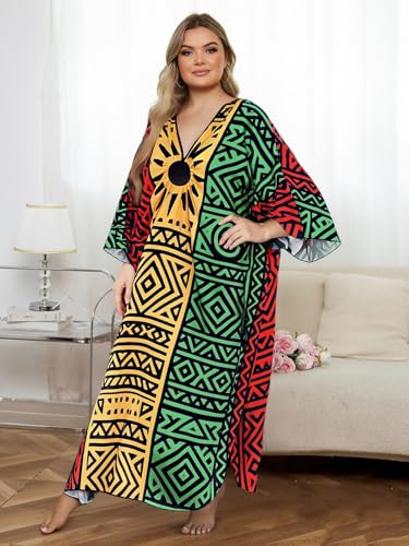 Image of Kaftan Dress for Women - Plus Size Caftan Maxi Beach Dress Moo Moos Loungewear, Swimsuit Cover Up for Beach, Pool or Vacation
