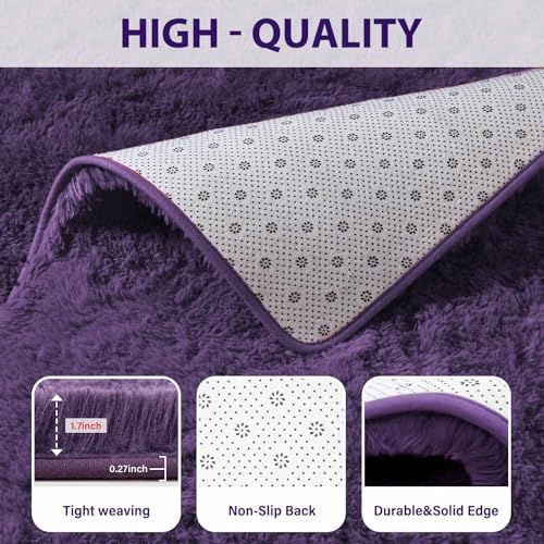 Tapete suave morado 3x5 pies moderno interior felpudo miniatura 3