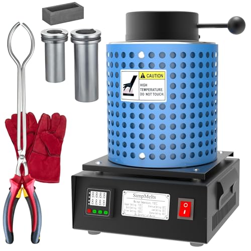 1400W Electric Gold Melting Furnace Kit Includes 1KG+3KG Graphite Crucible