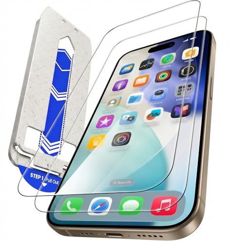 Image of Mr.Shield Align-X Tempered Glass Screen Protector for iPhone 16 Pro Max | (2 Pack) 10H Hardness Guard, Military Grade Protection, Easy Install, Case-Friendly, Anti-Static