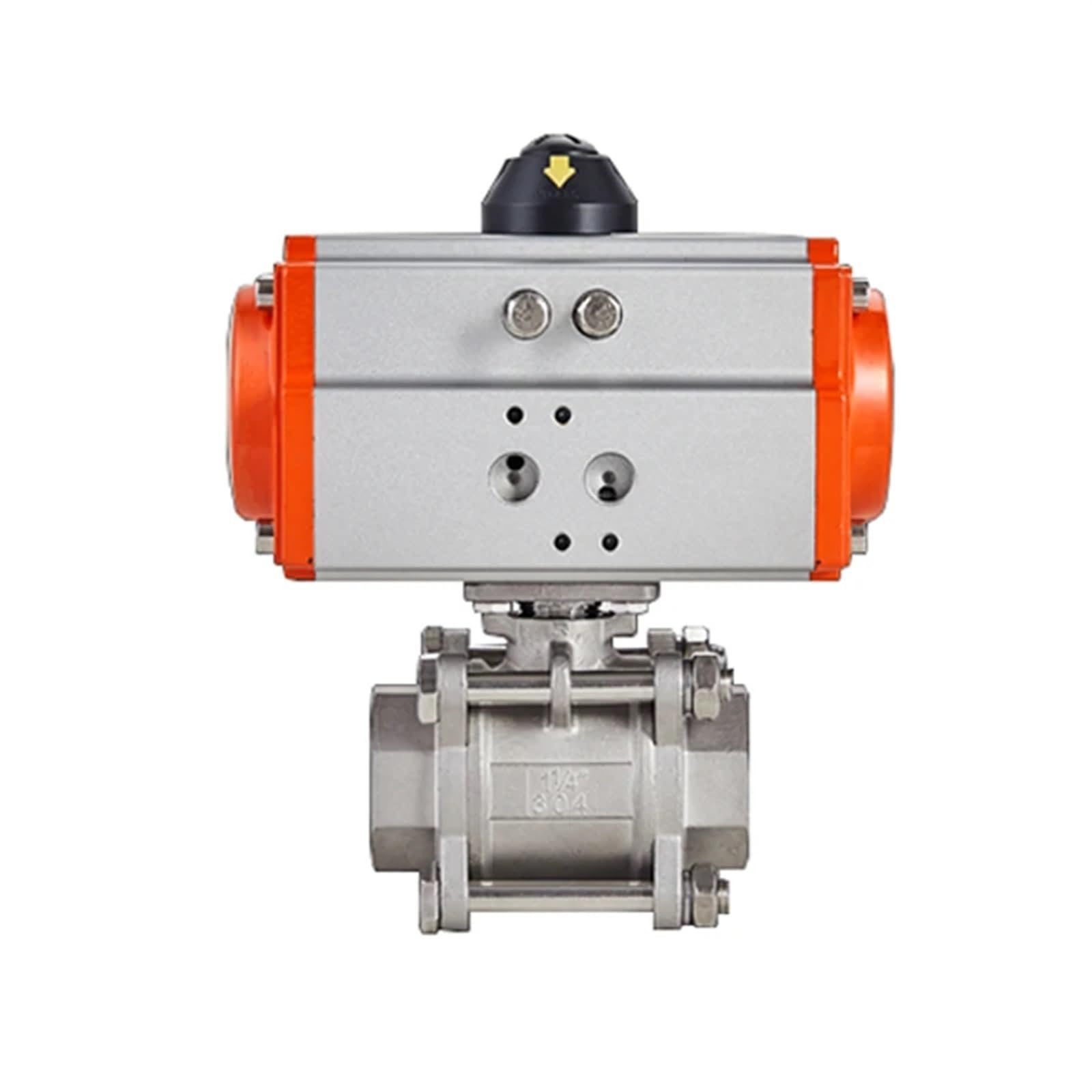Swewdsqg One Color Dn40 High Platform Pneumatic Ball Valve Three Piece 304 Stainless Steel Double Acting Cylinder High Temperature Resistant