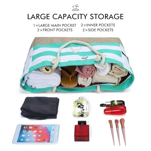 YOOLIFE Large Initial Beach Bag Waterproof Tote Zipper Bag Personalized Gifts for Women Her Birthday Travel Beach Essential4