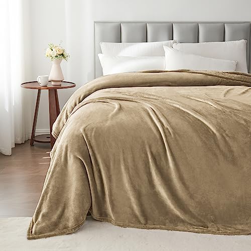 Image of BEDELITE Fleece Blanket Queen Size Camel Throw Blankets for Couch & Bed, Luxury Plush Cozy Fuzzy Blanket 90x90 inches, Super Soft Warm Lightweight Throw Blanket for Travel Camping