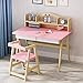 ZDAMN Tavolo per Bambini attività Set Rosa in Legno for Bambini scrivania for Bambini Sedia Camera Student Desk Regalo Grandi for Ragazzi e Ragazze Tavolo e sedie Set per Bambini