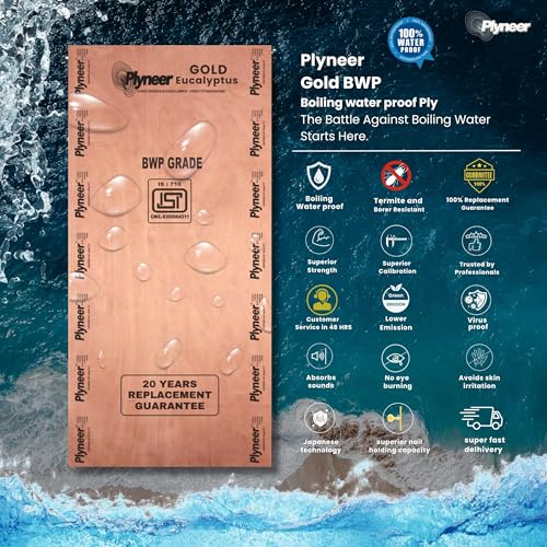 Image of Plyneer Calibrated Gold Eucalyptus BWP-Grade Plywood Premium Gurjan Wood for Kitchens & Bathrooms (12mm)-8ft x 4ft