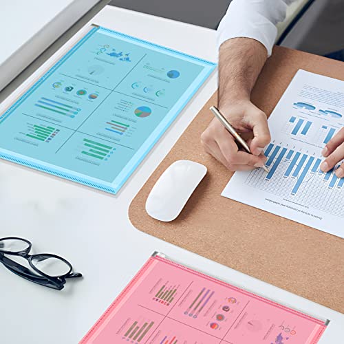 Toplive 8枚 クリアファイル A4 クリアホルダー ファイル ケース ファイルバッグ ドキュメントストレージ 封筒型 透明 防水 書類 資料 収納 バッグ カバン 文房具 事務用品 ジッパー式封筒ファイルオーガナイザー 6枚目
