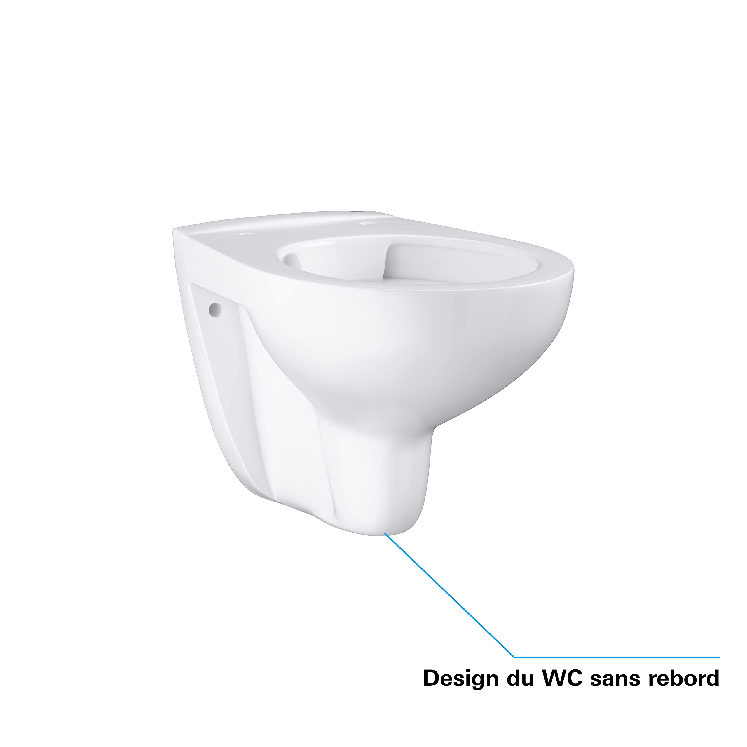 GROHE cuvette WC suspendue Bau ceramic, sans bride sans rebord, cuvette avec fixation rapide, volume de chasse 3/6 L, porcelaine vitrifiée, finition blanc alpin, 39427000 (Import Allemagne)