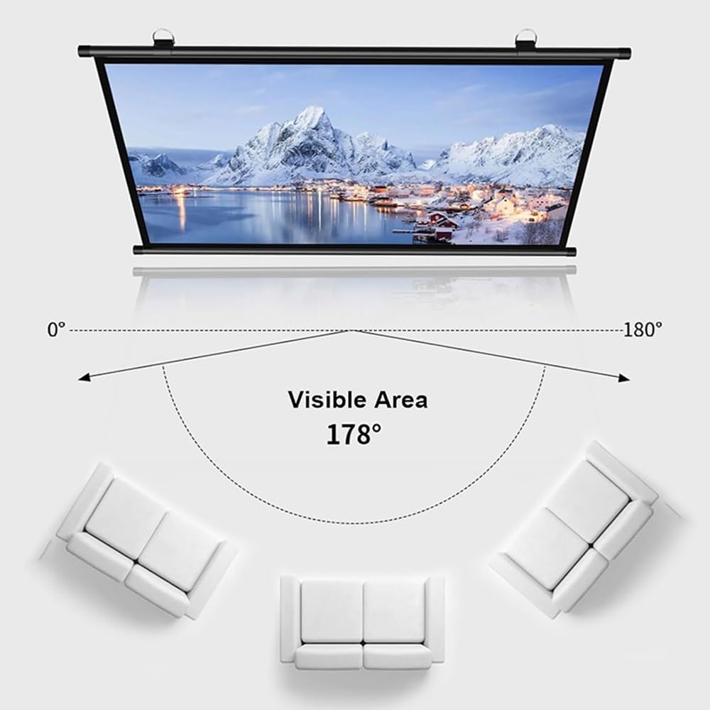 30 40 50 60 72 Pulgadas HD Pantalla De Proyector Pantalla De Proyección Enrollable Manual para Cine En Casa, Pantalla De Cine De Oficina Pantalla Pequeña Retráctil Antiarrugas(72inch 16:9)