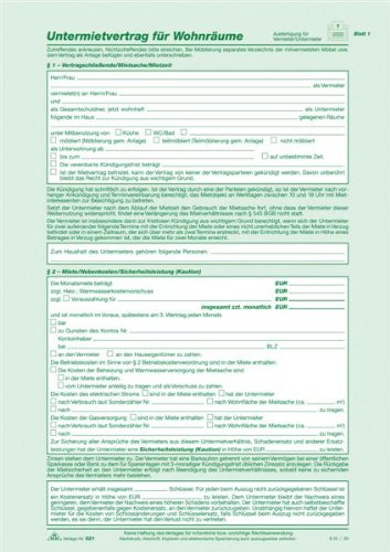 Preisvergleich Produktbild RNK 521 Kaufverträge und Mietverträge Untermietvertrag SD