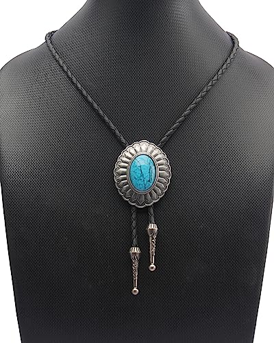 Image of GelConnie Native American Bolo Tie Rodeo Cowboy Leather Necktie Western Necklace Costume Accessories for Men,Women