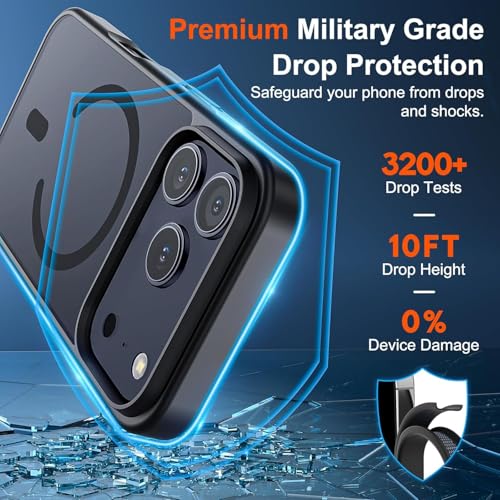 Image of iPhone 17 Pro Magsafe Hard Back Case | Matte Design & 360 Protection | Military-Grade Apple iPhone 17 Pro Cover | Strong Magnet Back - Black