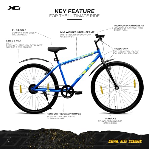 Image of XCi Thala Mountain Bicycle /Bike, 27.5-Inch Tires, Single Speed, Rigid Suspension, V-Brakes, Youth 12+ Years, 17-Inch Ultra Light Steel Frame, Blue Green