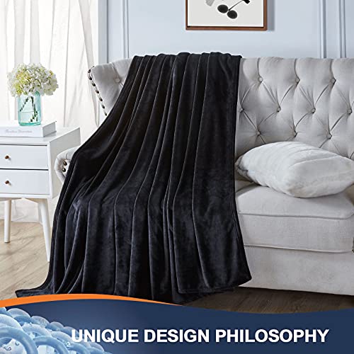 Walensee Fleece Blanket Plush Throw Fuzzy Lightweight (Throw Size 50X60 Black) Super Soft Microfiber Flannel Blankets For Couch, Bed thumb #3
