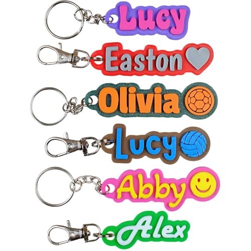 SuperFineDeesigns Custom Keychain – 3D Printed Personalized Keychain with No Icon – Vibrant Two-Color Design with Multiple Fonts & 16 Color Options – Gift for Family and Events