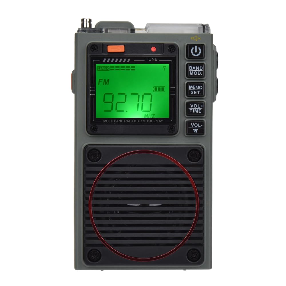 DollaTek FM VHF AM SW WB Band Radio App portatile di supporto per radio a onde corte Allarme SOS stereo per bassi remoto intelligente
