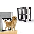 ANQI Pet Screen Door Magnetic Lockable Dog Flap, Big Dog Door Gate Tunnel for Medium Large Dogs Cats, Easy Install-Black-XL