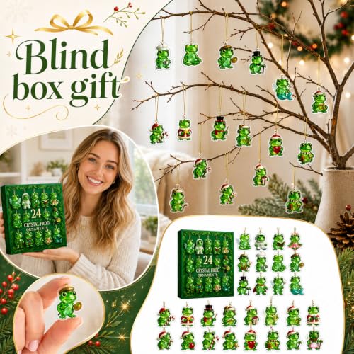 Frog Advent Calendar 2026,24 Froggy Surprises for the Frog Lover,Crystal FrogOrnaments Christmas Countdown Calendar, FrogLover Gift for Christmas Tree Home Decor - image 2