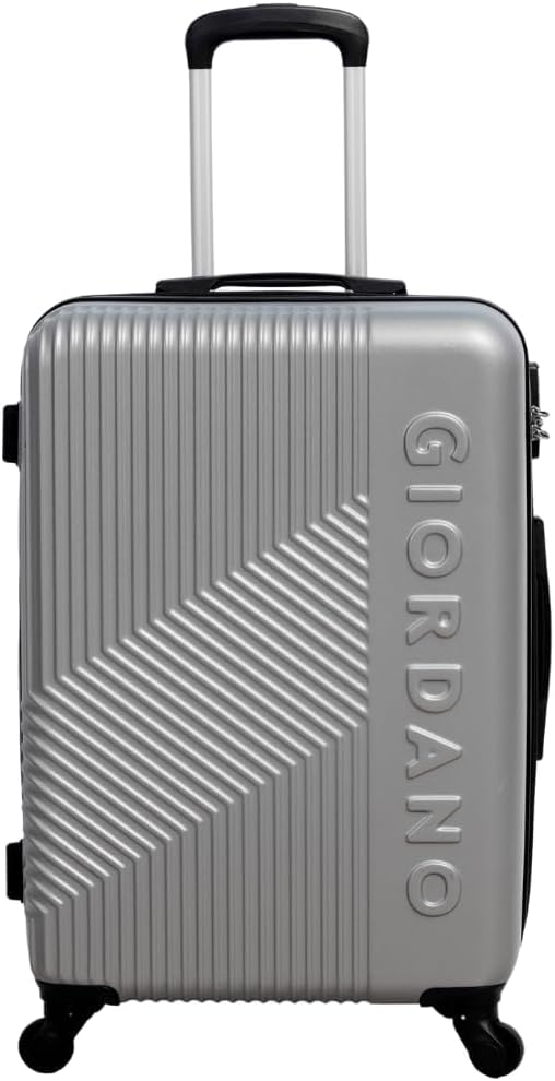 Logo Series Check-In Large Suitcase Silver, ABS Hard Shell Lightweight Durable 4 Wheels Luggage Trolley Bag 28" With Secure 3 Digit Number Lock.