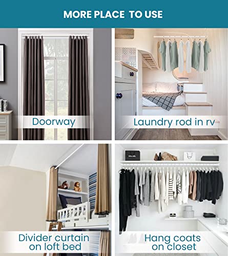 Allzone Shower Curtain Rod Tension No Drill, 44-81 Inches,Heavy Duty Tension Curtain Rod, Rustproof Shower Rods For Bathroom, Adjustable Spring Tension Rods For Windows,White #TOP4