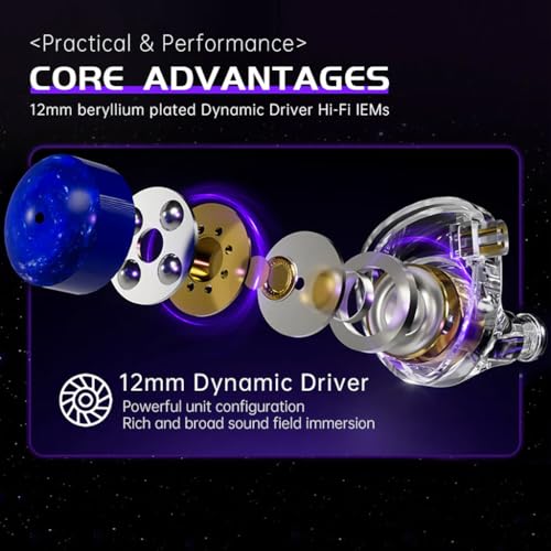 Image of ND Planet in-Ear Monitor, 12mm Dynamic Driver Beryllium-Plated Wired IEM with Type-C, Harman Curve Tuning, 0.78mm 2Pin Gold-Plated Connector, Earphone with Mic, Detachable 4-Core OFC Cable