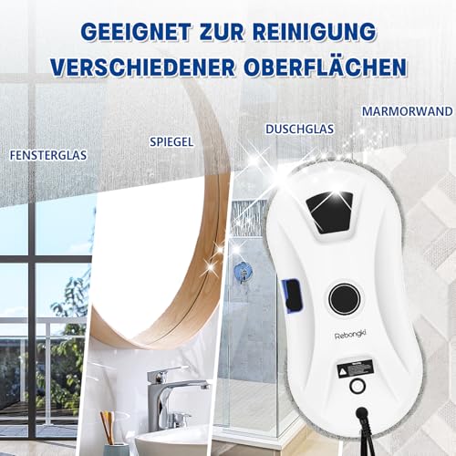 Fensterputzroboter, Elektrischer Fensterputzer 2800Pa 3-Modi mit Intelligenter Kanten-Erkennung, Fernbedienung, Automatische Wasserstrahl Fensterreiniger Roboter für Innen- und Außenfenster – Bild 3
