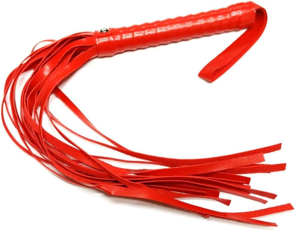 Mystic City Leather Riding Whip Prop Equestrian Crop for Horse Training, Cosplay, Stage Performances (Red)