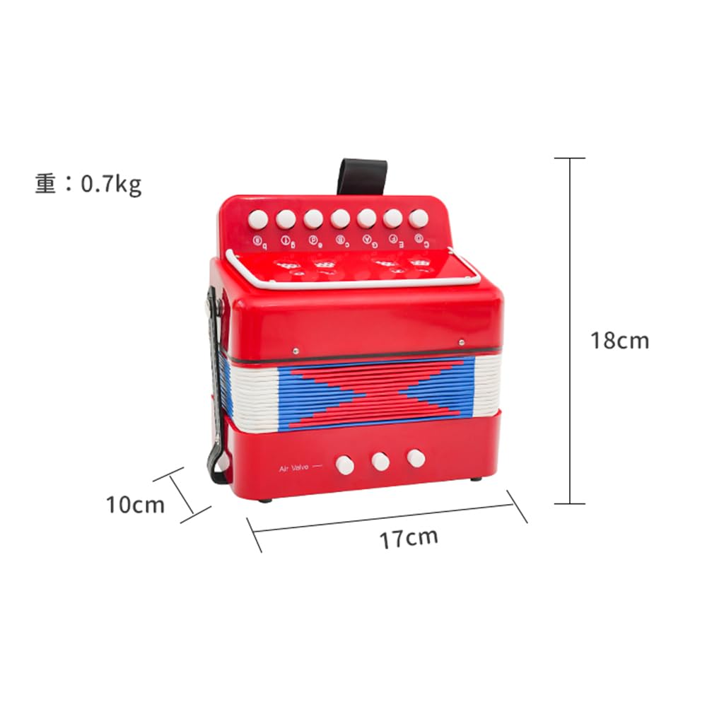 Fisarmonica, 8 tasti, 4 bassi, fisarmonica con cinghie, per principianti, fisarmonica educativa, regalo per strumenti musicali, strumento a fisarmonica per adulti. Dimensioni: 17 x 18 x 10 cm, peso: